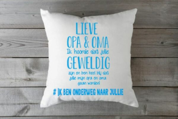 Opa en Oma kussen blauw