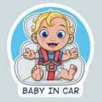 Baby in car sticker blauw