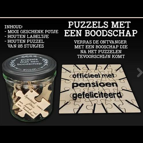 Pensioen Puzzel Boodschap Hout